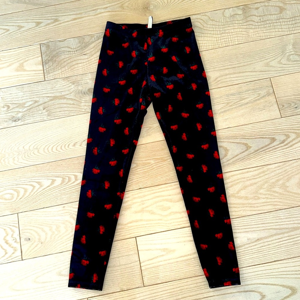 Janie and Jack navy velvet roses leggings 10